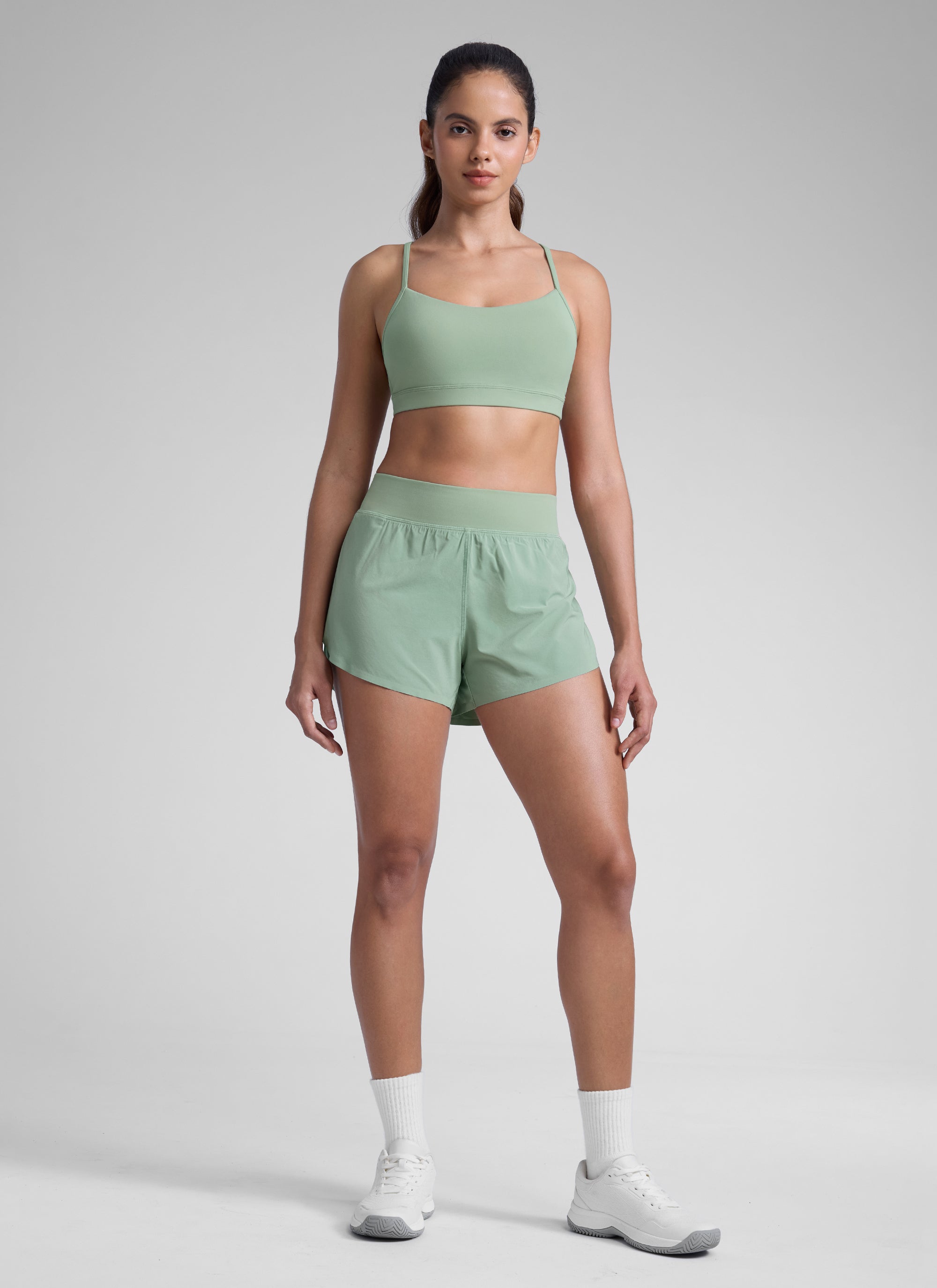 מכנס ריצה Feathery-Fit Soft Dolphin אולטרה-קל 3" - Green Palm