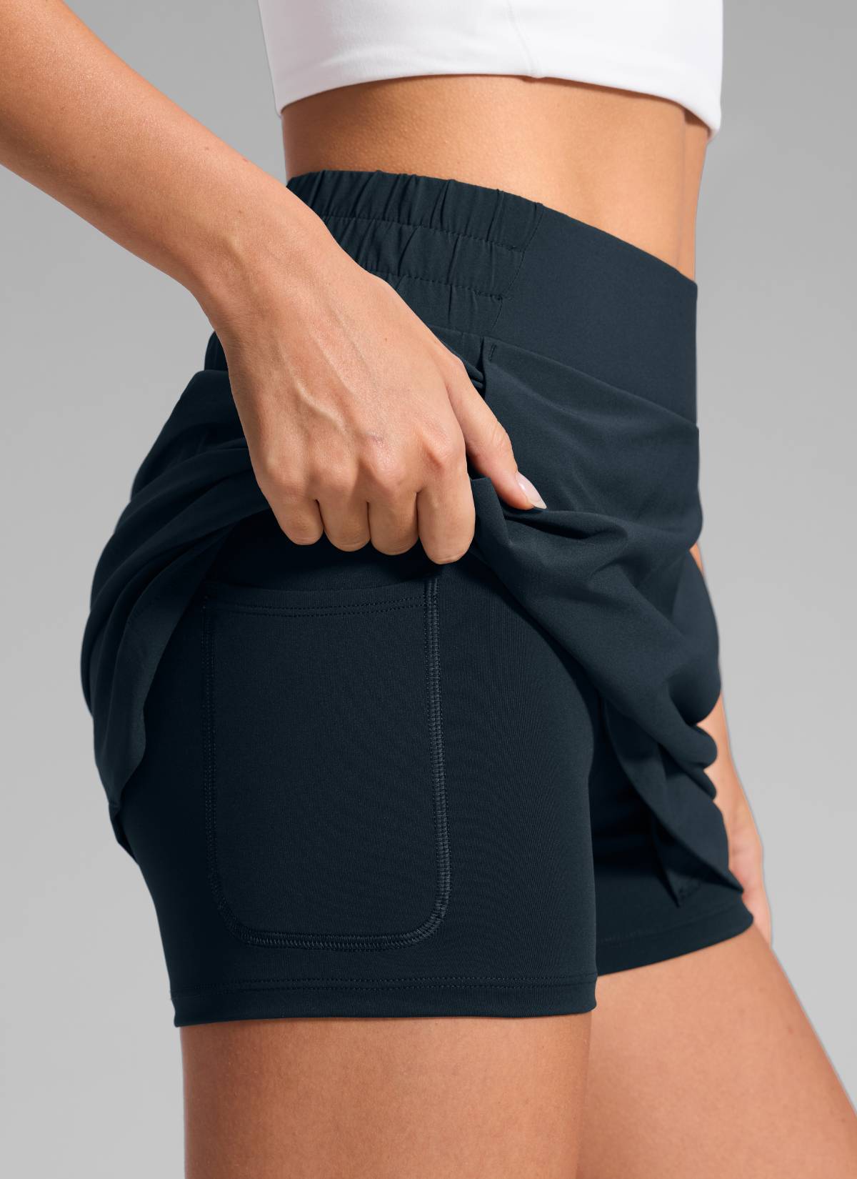 חצאית טניס Feathery-Fit Soft A-Line עם מכנס פנימי 15" - כחול נייבי