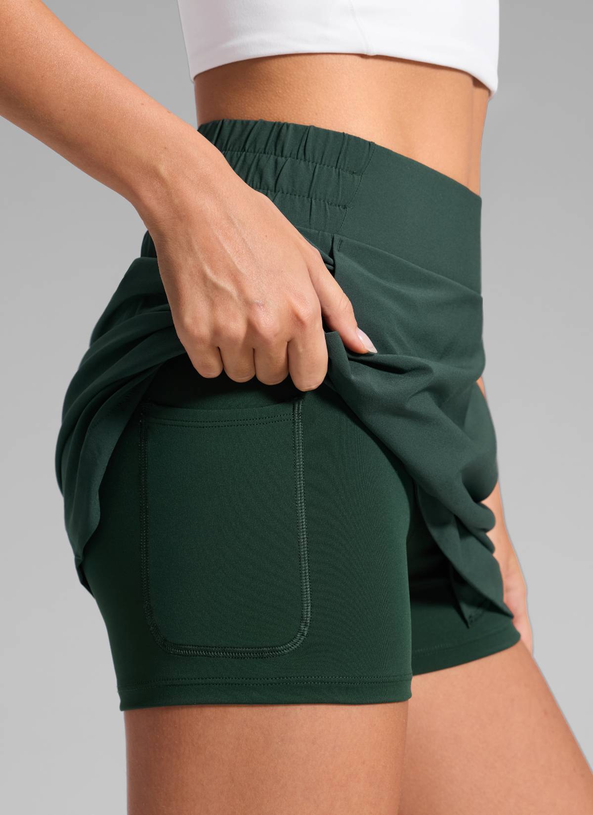 חצאית טניס Feathery-Fit Soft A-Line עם מכנס פנימי 15" - Legend Green