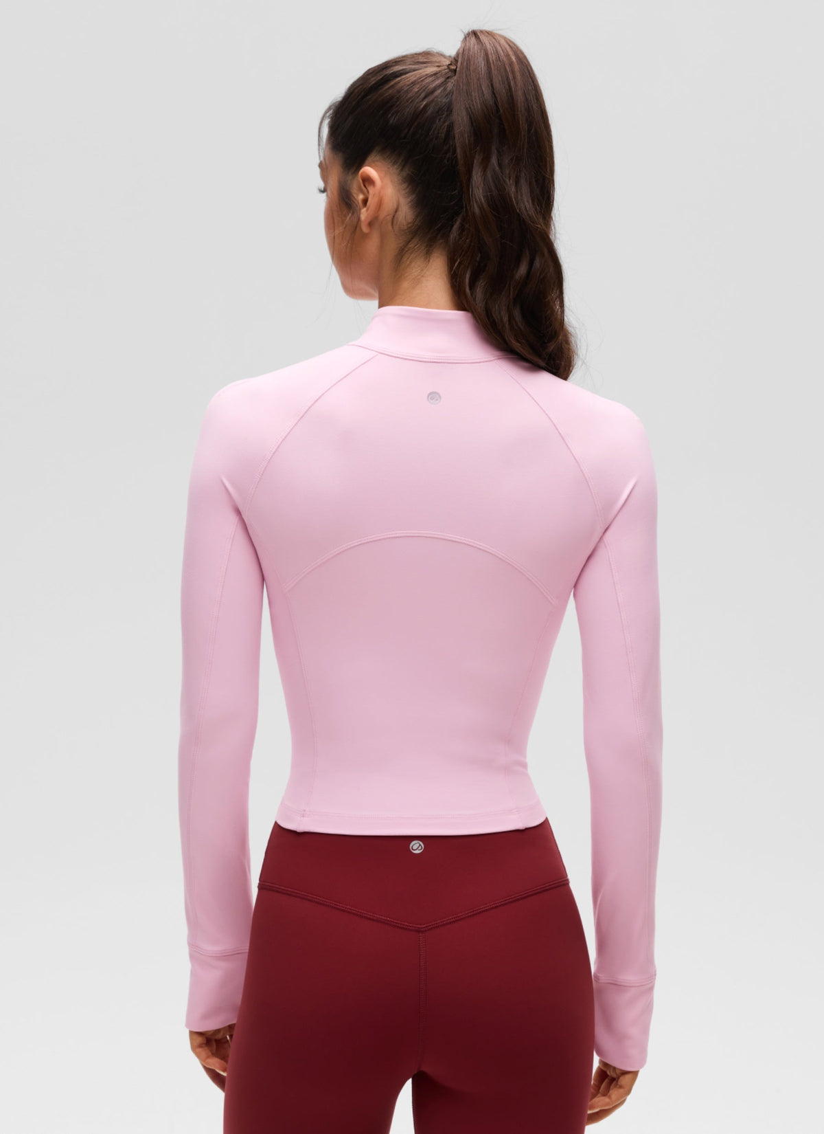 חולצת קרופ ארוכה Butterluxe עם חצי-רוכסן - Pink Peony