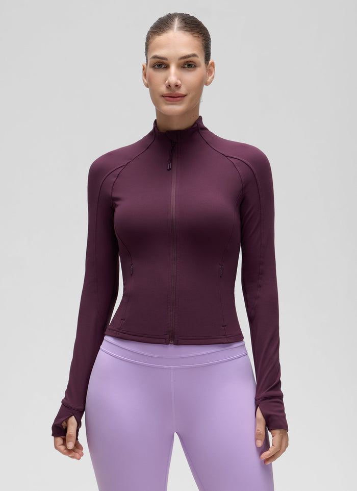 ג'קט עם כיס לנייד Butterluxe Waist-Length - סגול עמוק
