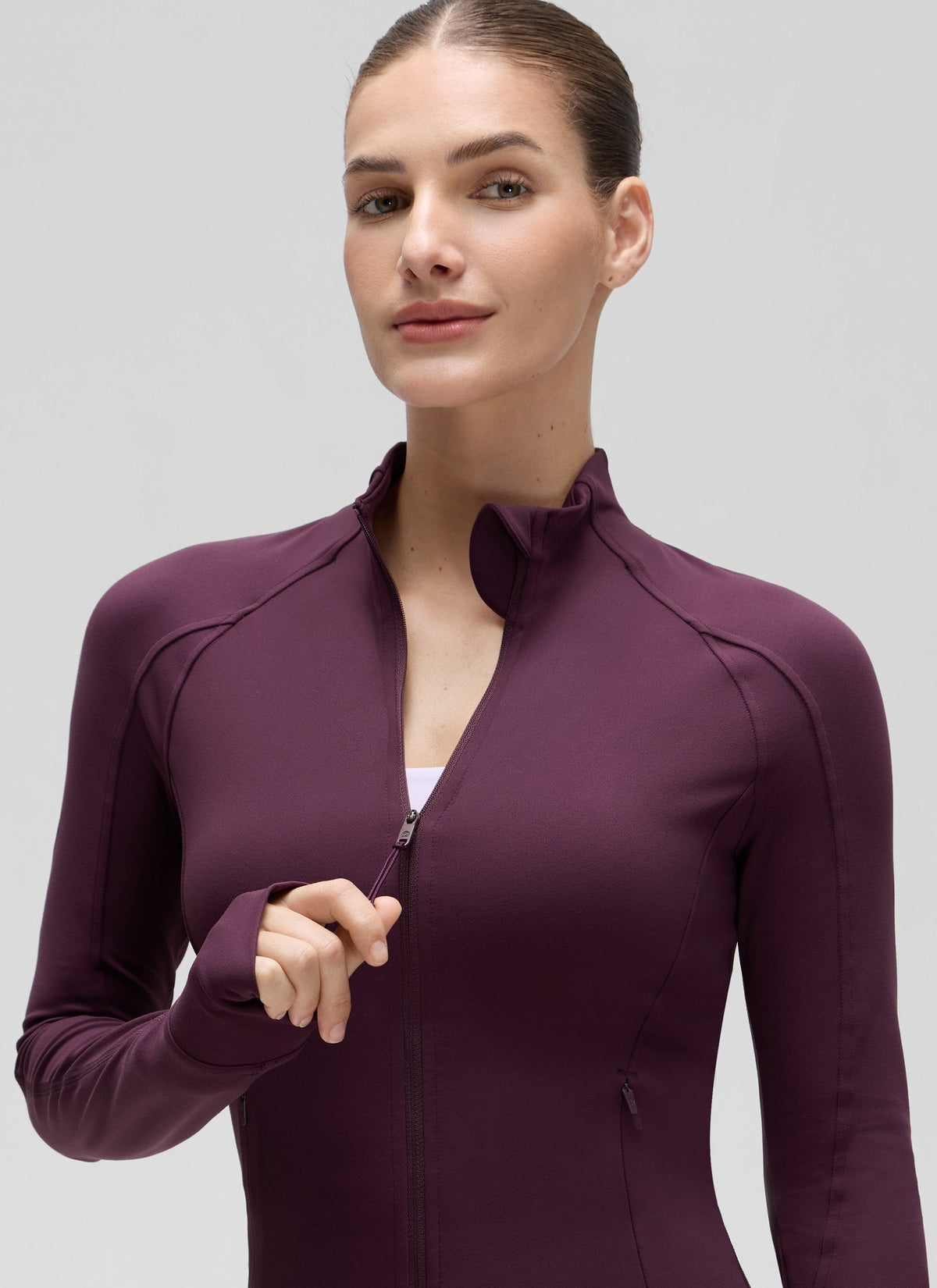 ג'קט עם כיס לנייד Butterluxe Waist-Length - סגול עמוק