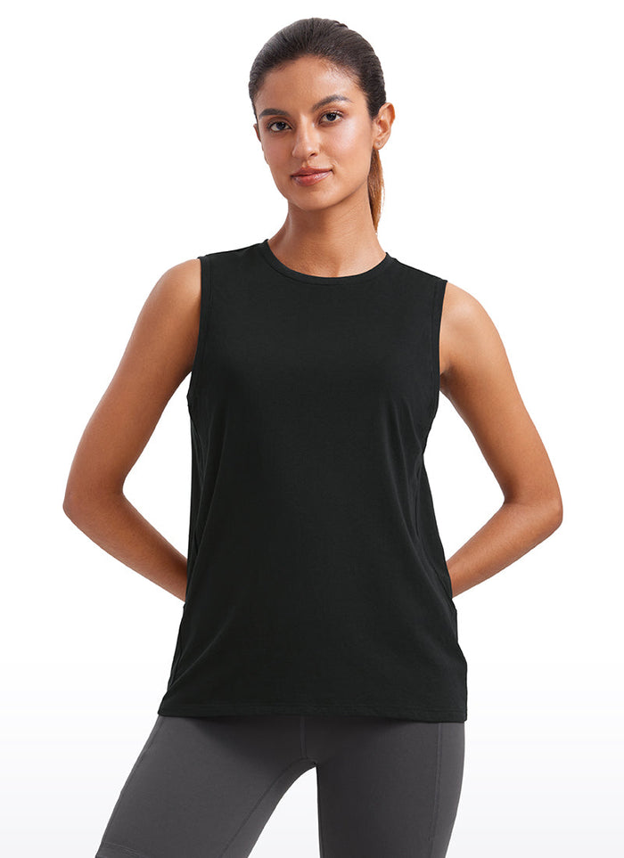 גופייה Pima Cotton Round Neck - שחור