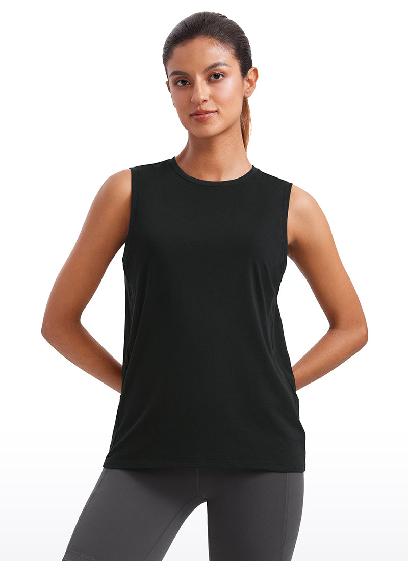 גופייה Pima Cotton Round Neck - שחור