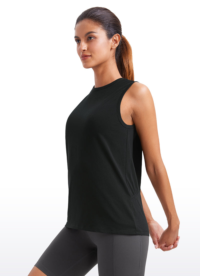 גופייה Pima Cotton Round Neck - שחור