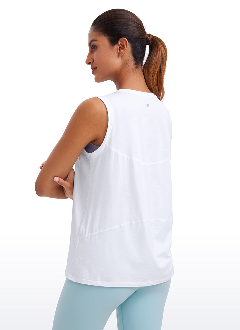 גופייה Pima Cotton Round Neck - לבן