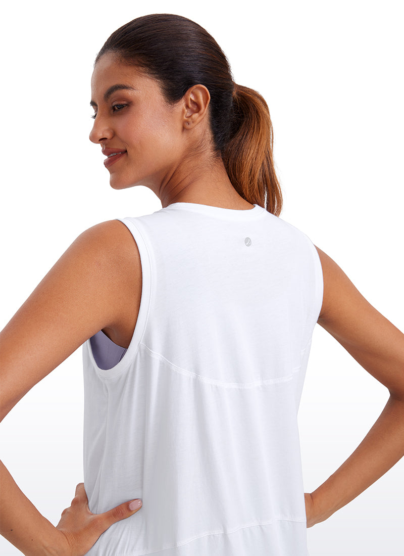 גופייה Pima Cotton Round Neck - לבן
