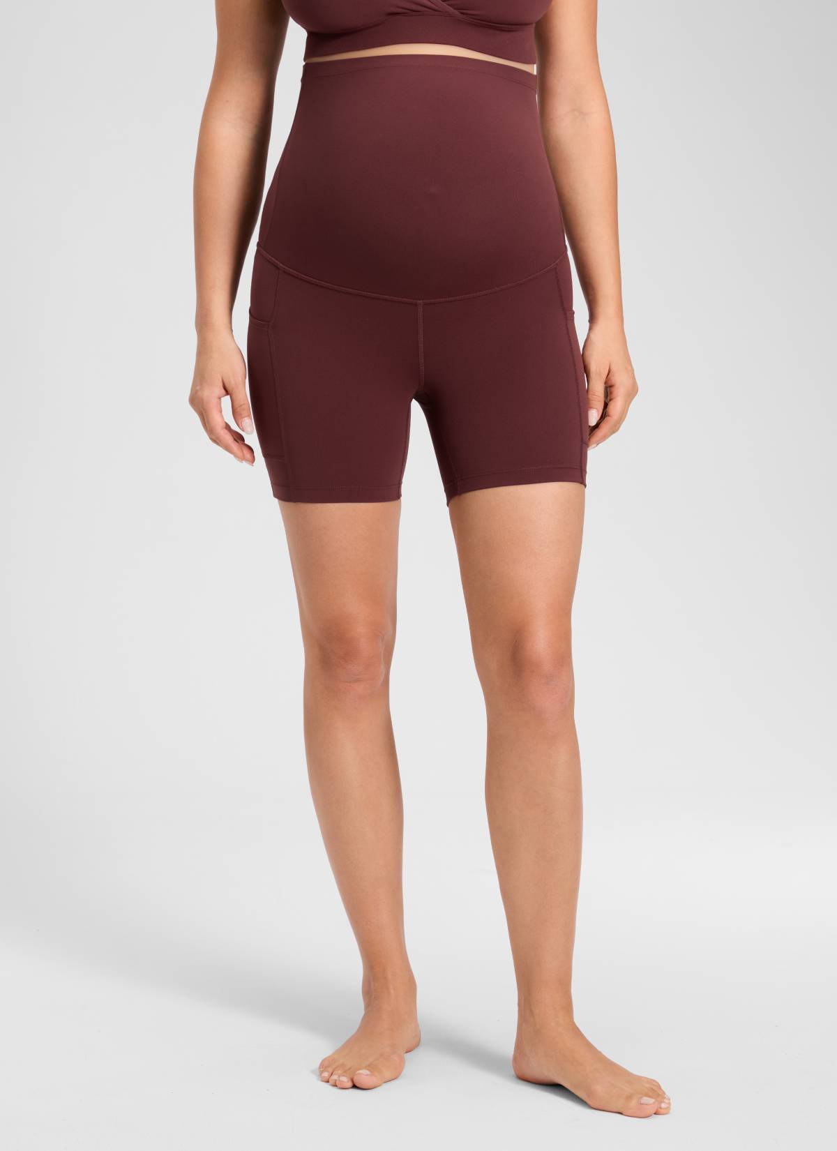 טייץ הריון קצר Butterluxe עם כיסים 5" - Red Merlot