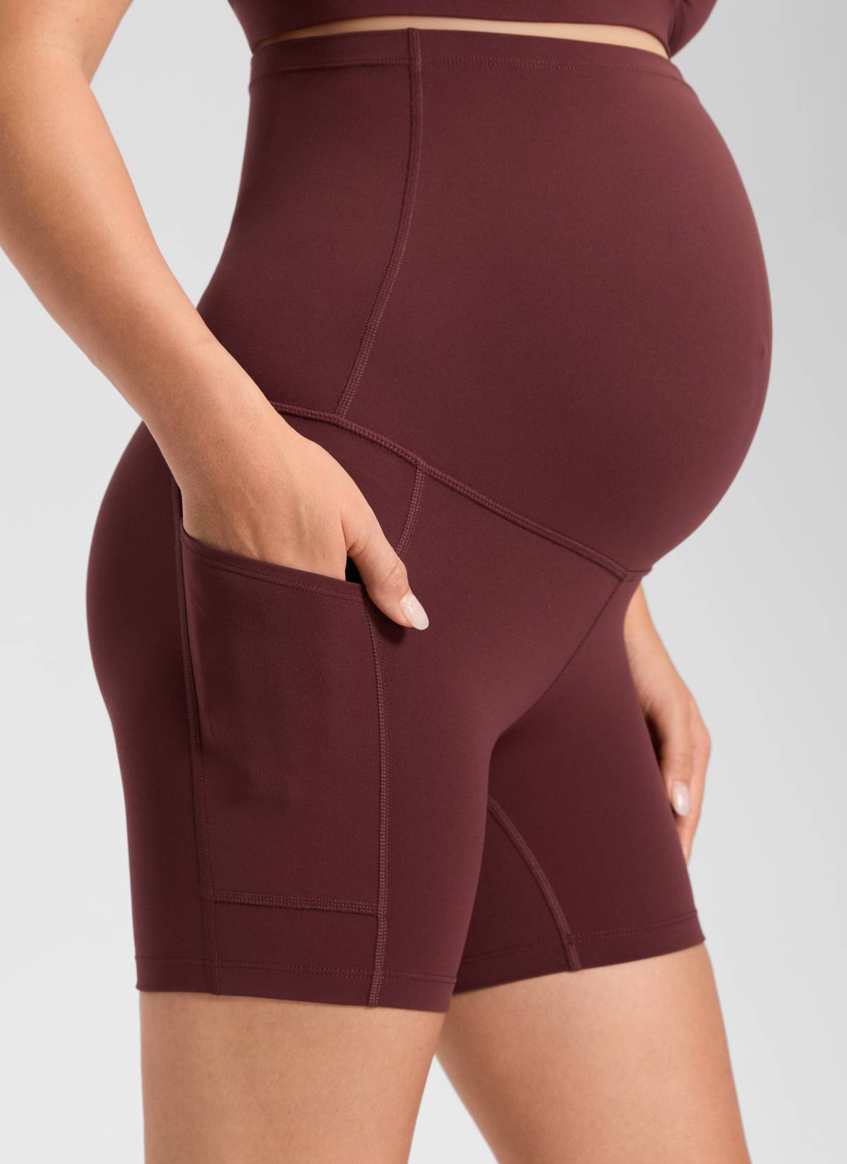 טייץ הריון קצר Butterluxe עם כיסים 5" - Red Merlot