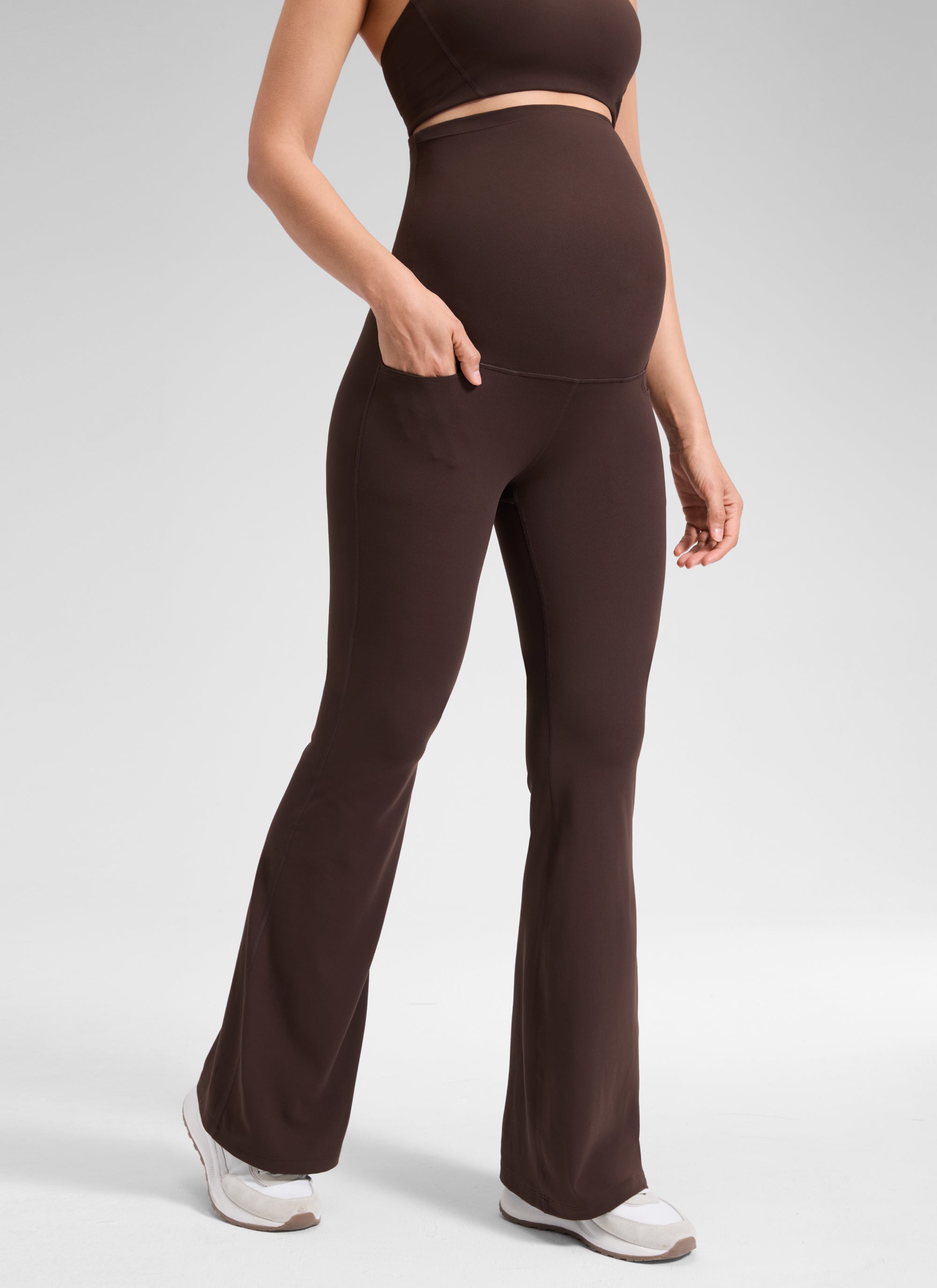 טייץ הריון מתרחב Butterluxe עם כיסים 33" - Hot Fudge Brown