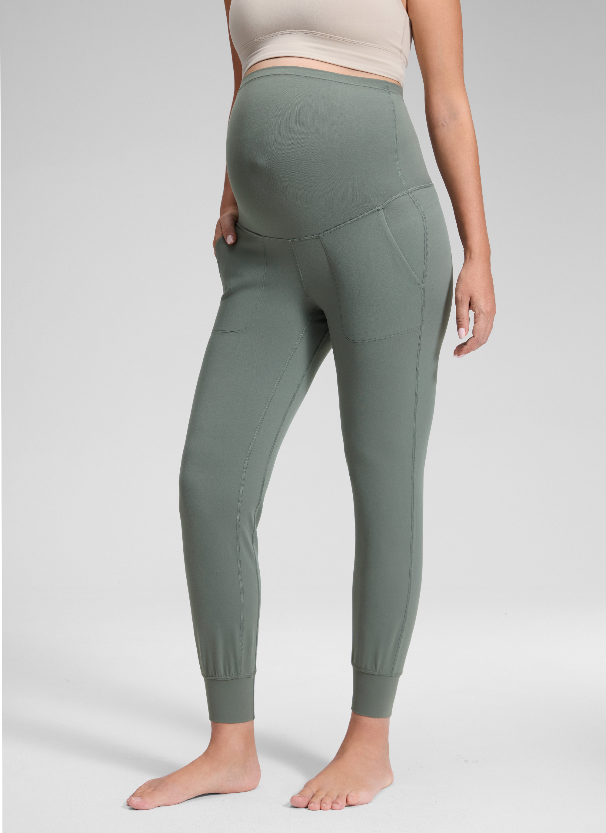 מכנס ג'וגר הריון Butterluxe עם כיסים 27" - מרווה