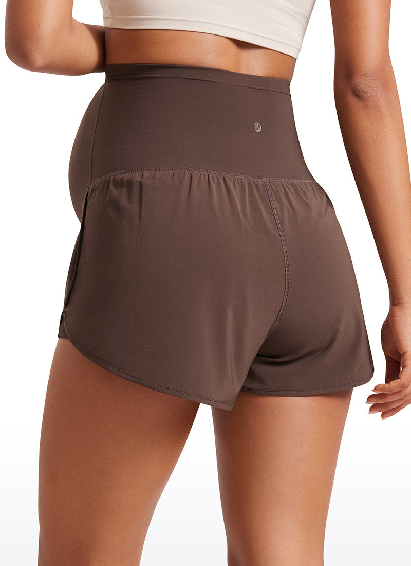 מכנסון הריון 2 ב-1 Feathery-Fit 3" - Hot Fudge Brown