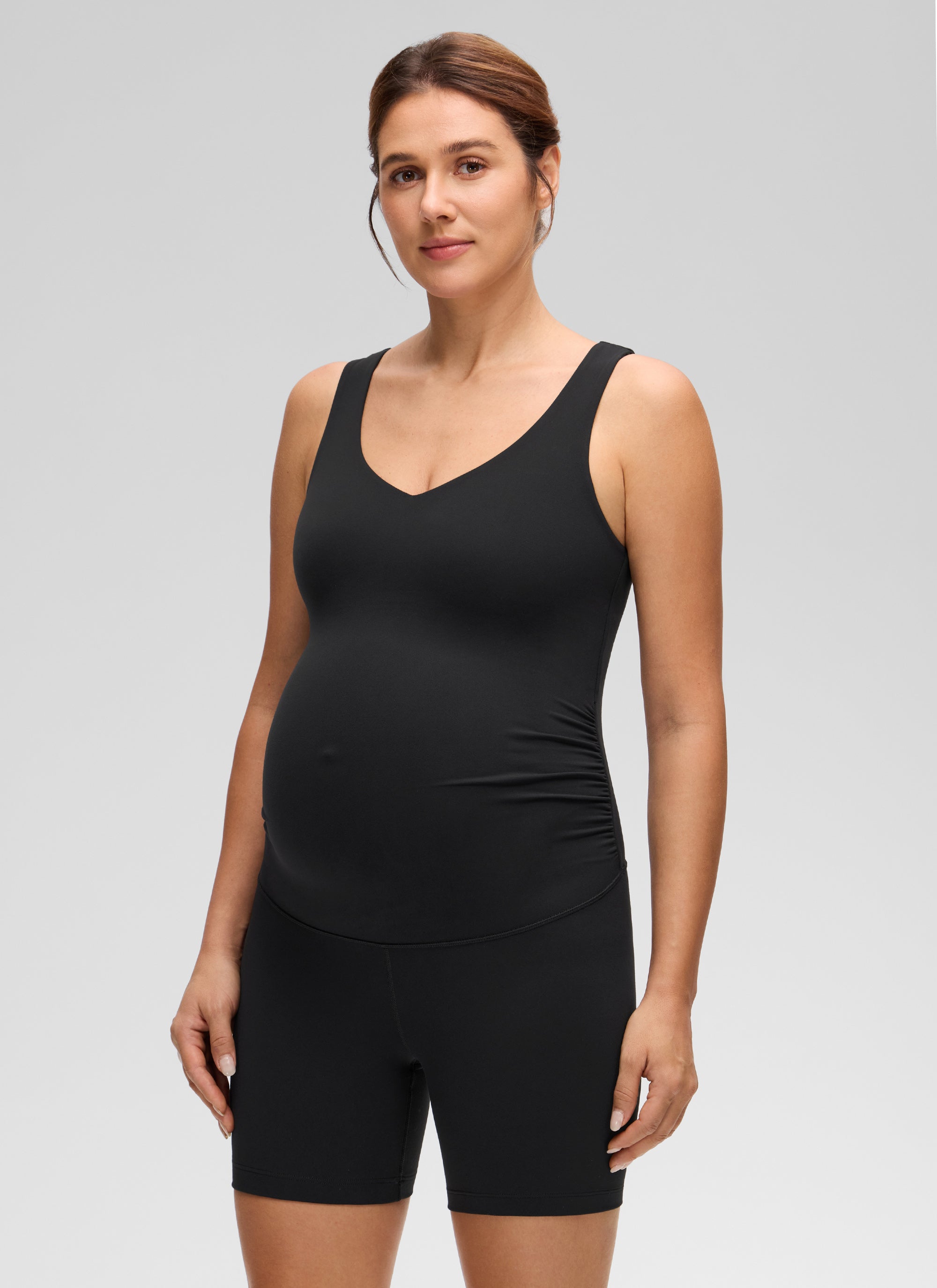 אוברול הריון קצר 5" Butterluxe V Neck Rompers - שחור