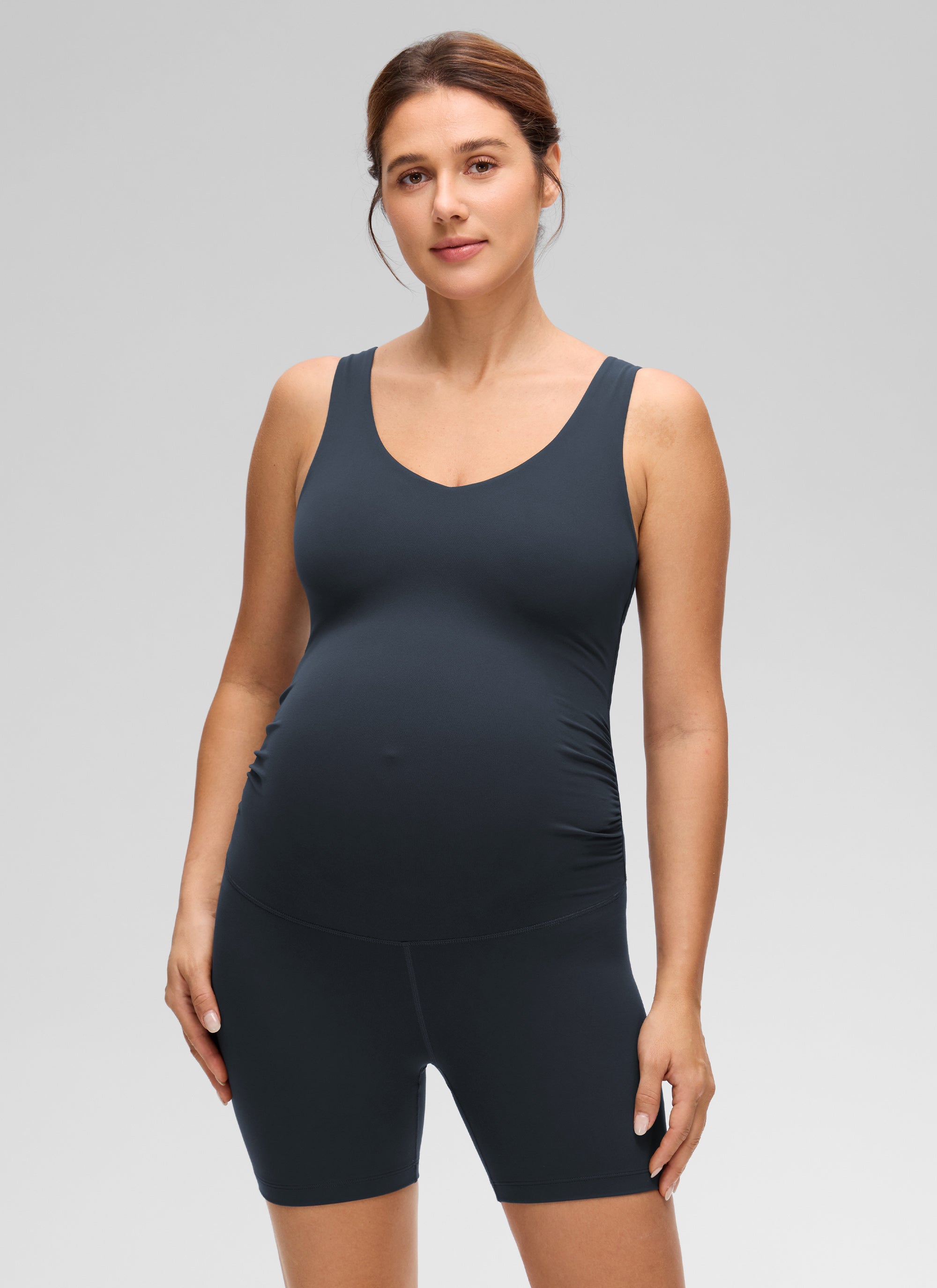 אוברול הריון קצר 5" Butterluxe V Neck Rompers - כחול נייבי