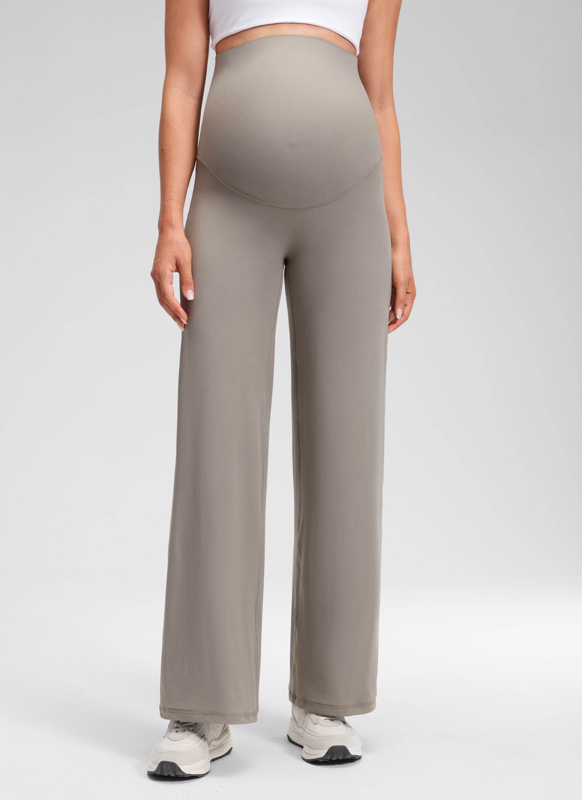 מכנס הריון Softretch ללא תפר קדמי 30" - Warm Ash Grey